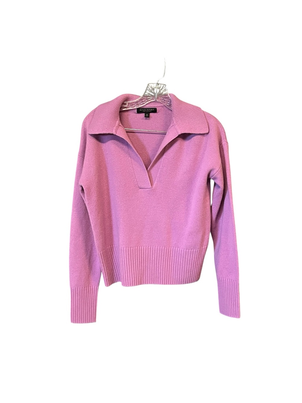Banana Republic Cashmere Polo Sweater Women’s XS Pink Johnny Collar